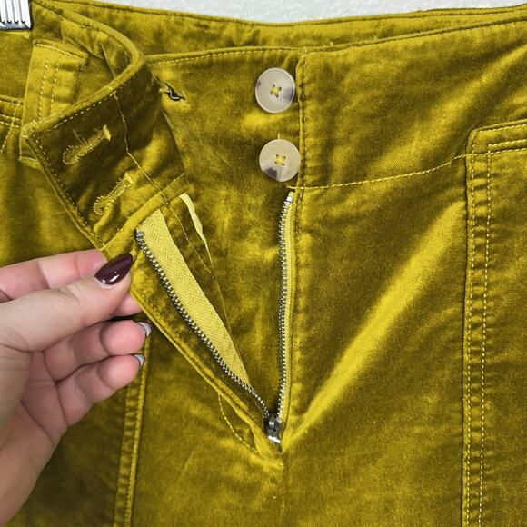 Maeve Anthropologie Women’s Naomi Chartreuse Velvet Trouser Pants Size 8 - Picture 7 of 15